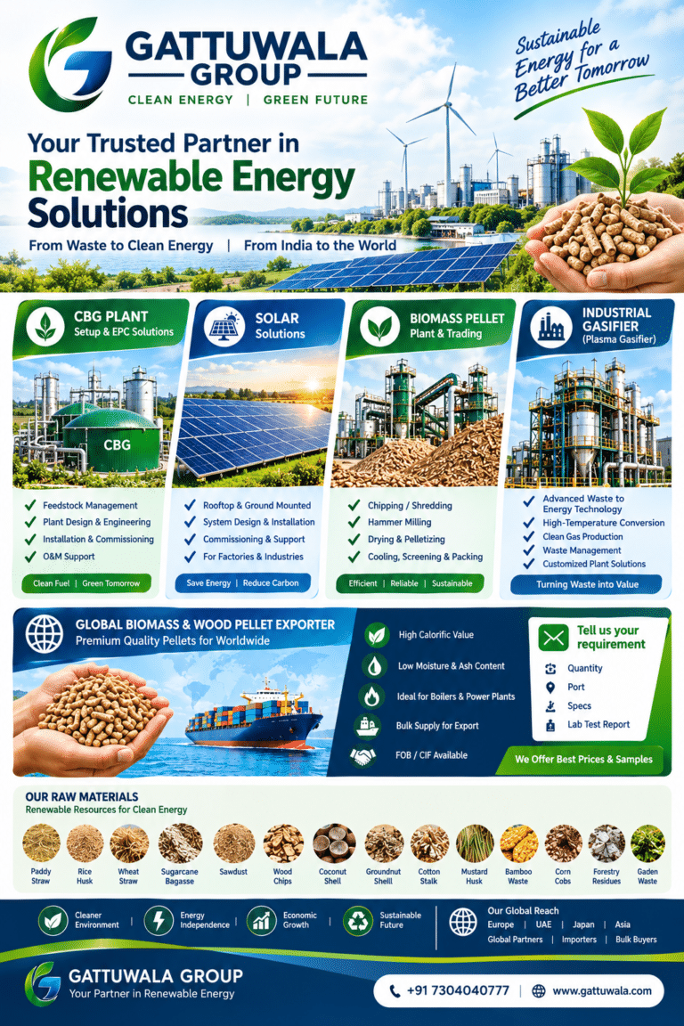 Gattuwala Group | CBG, Solar, Biomass Pellet & Gasification 4 Gattuwala Group CBG solar biomass pellet plant and plasma gasification