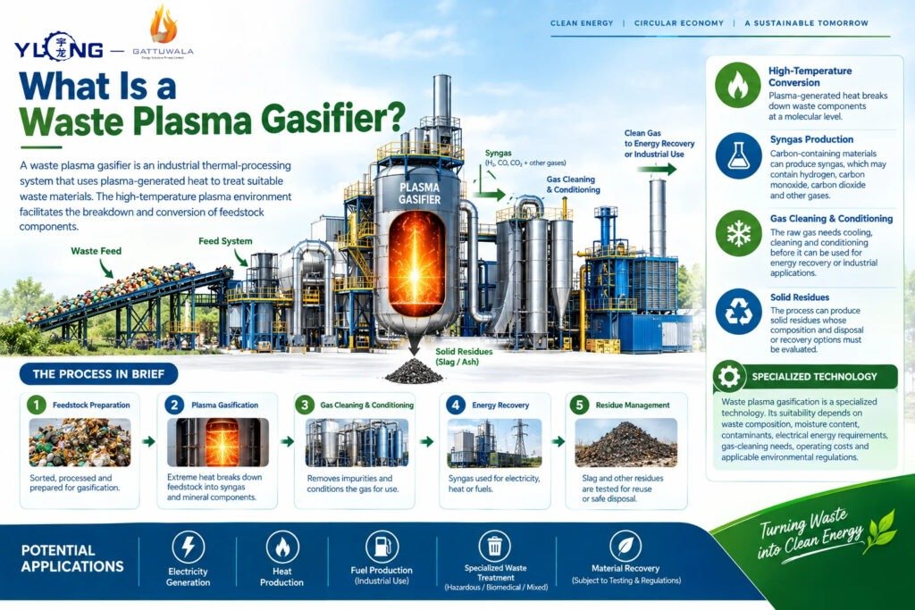Waste plasma gasifier for industrial waste treatment and thermal processing